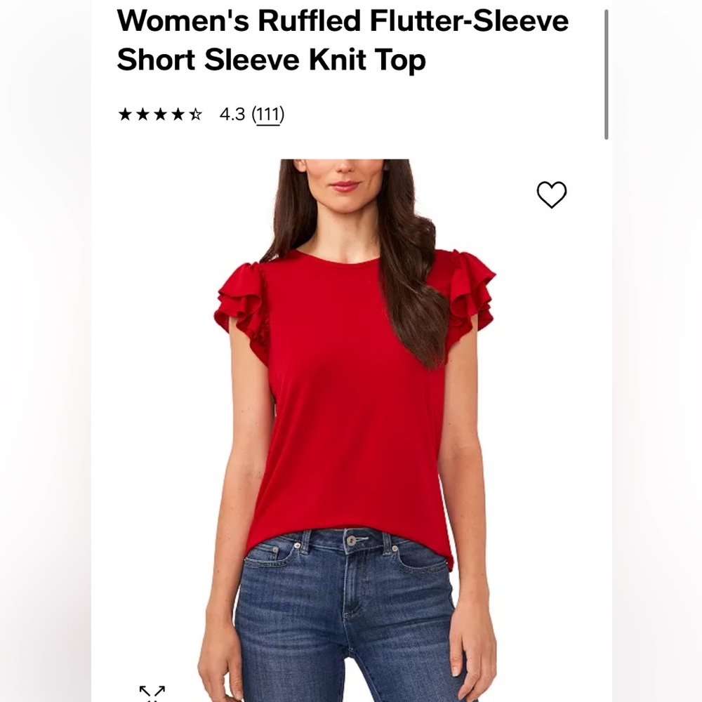 Cece XS red flutter sleeve knit top